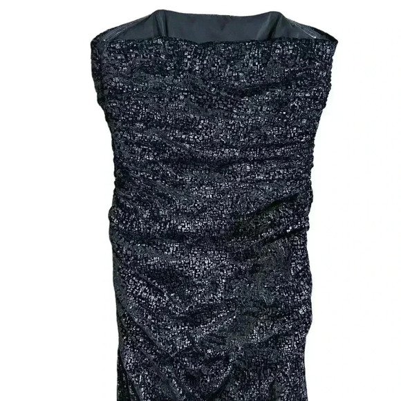 Badgley Mischka Black Crushed Velvet Grown Strapless Size 4 - Picture 7 of 9